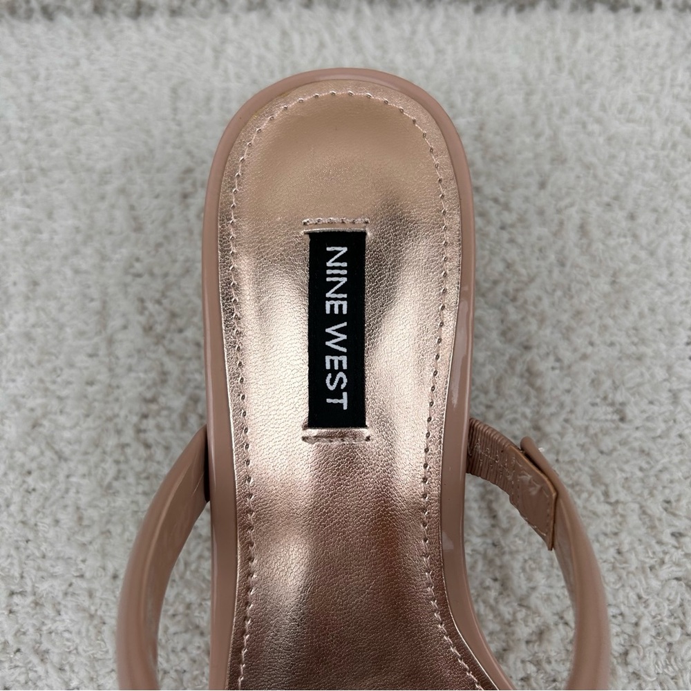 Nine West Heels Womens 8.5M Beige Tea 3 Strappy Classic Professional Block Heel - Picture 6 of 11